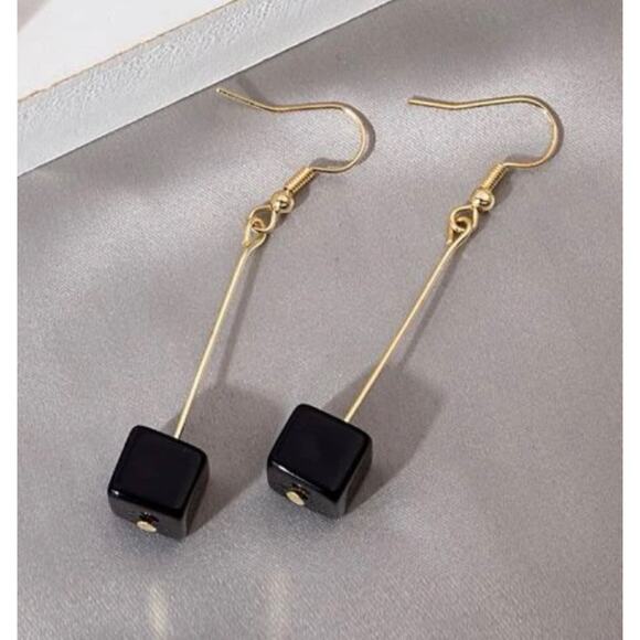 Acrylic Cube Pin Drop Earrings - Picture 1 of 2